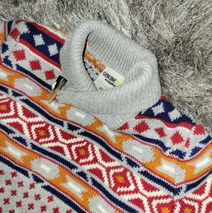 Boys Cowl Neck Horn Clasp Sweater Argyle Aztec 🐎